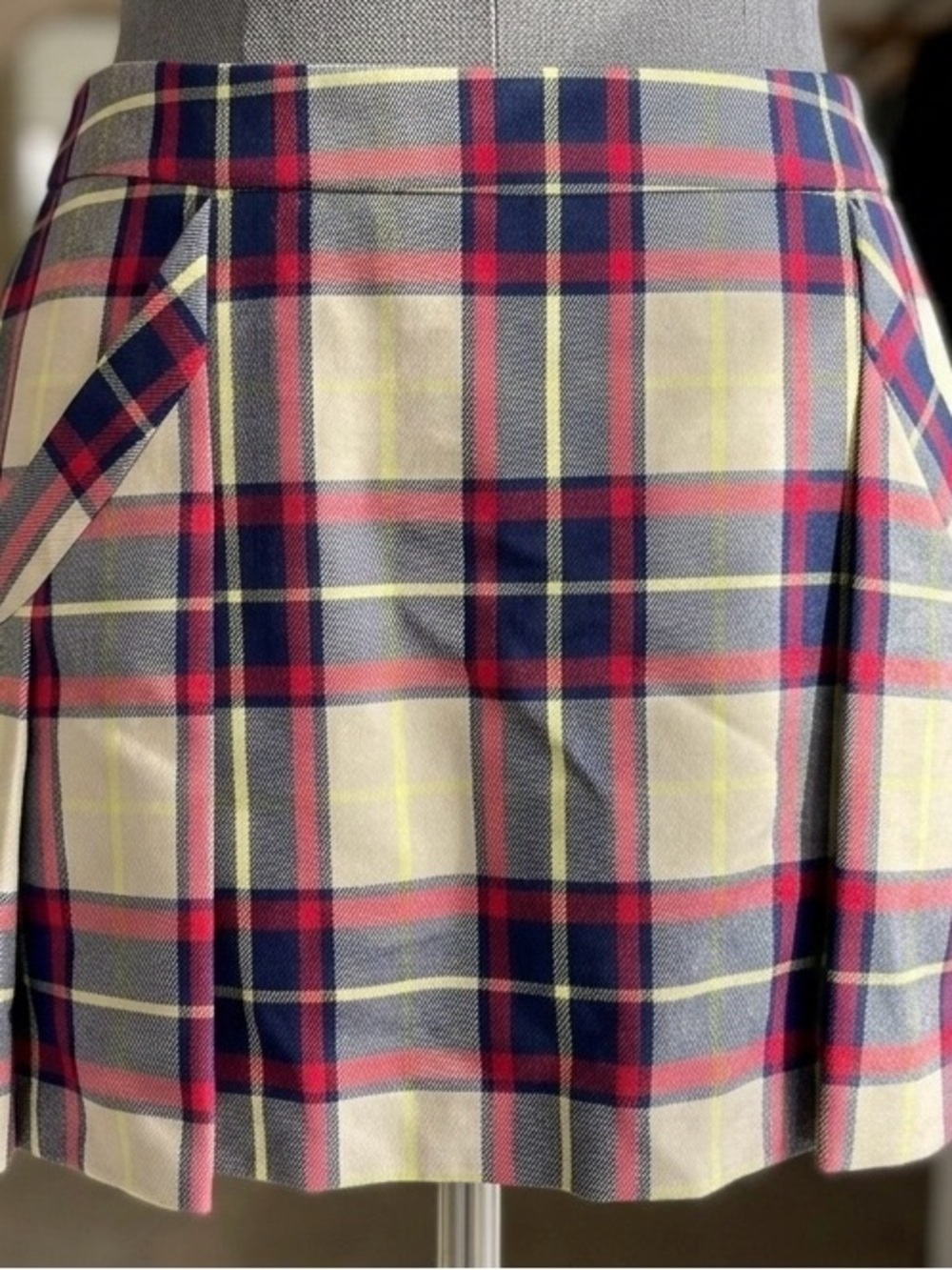 Princess Vera Wang Plaid Pleated Mini Skirt Y2K Vintage Preppy Tartan Red Navy 7